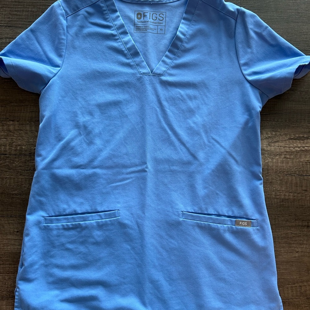 Figs V-Neck Blue Scrub Top